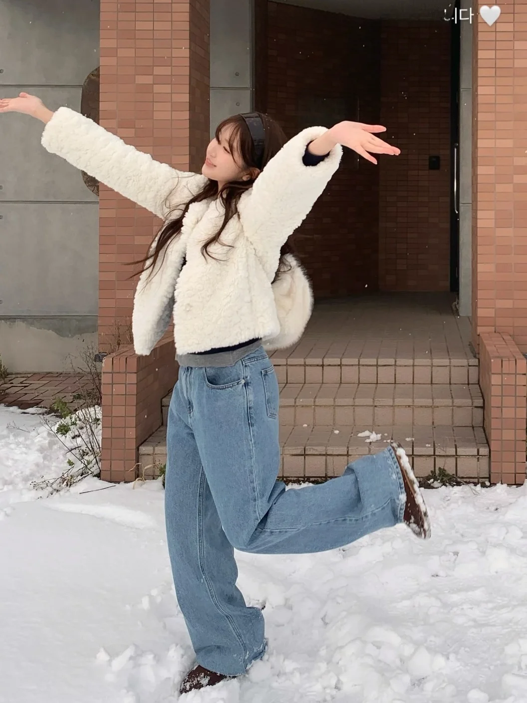 

Design ort Lamb Fur Jaet Women's Open Cardigan Top in Baby Pink Color Casual Sle Stand Version Long Sve