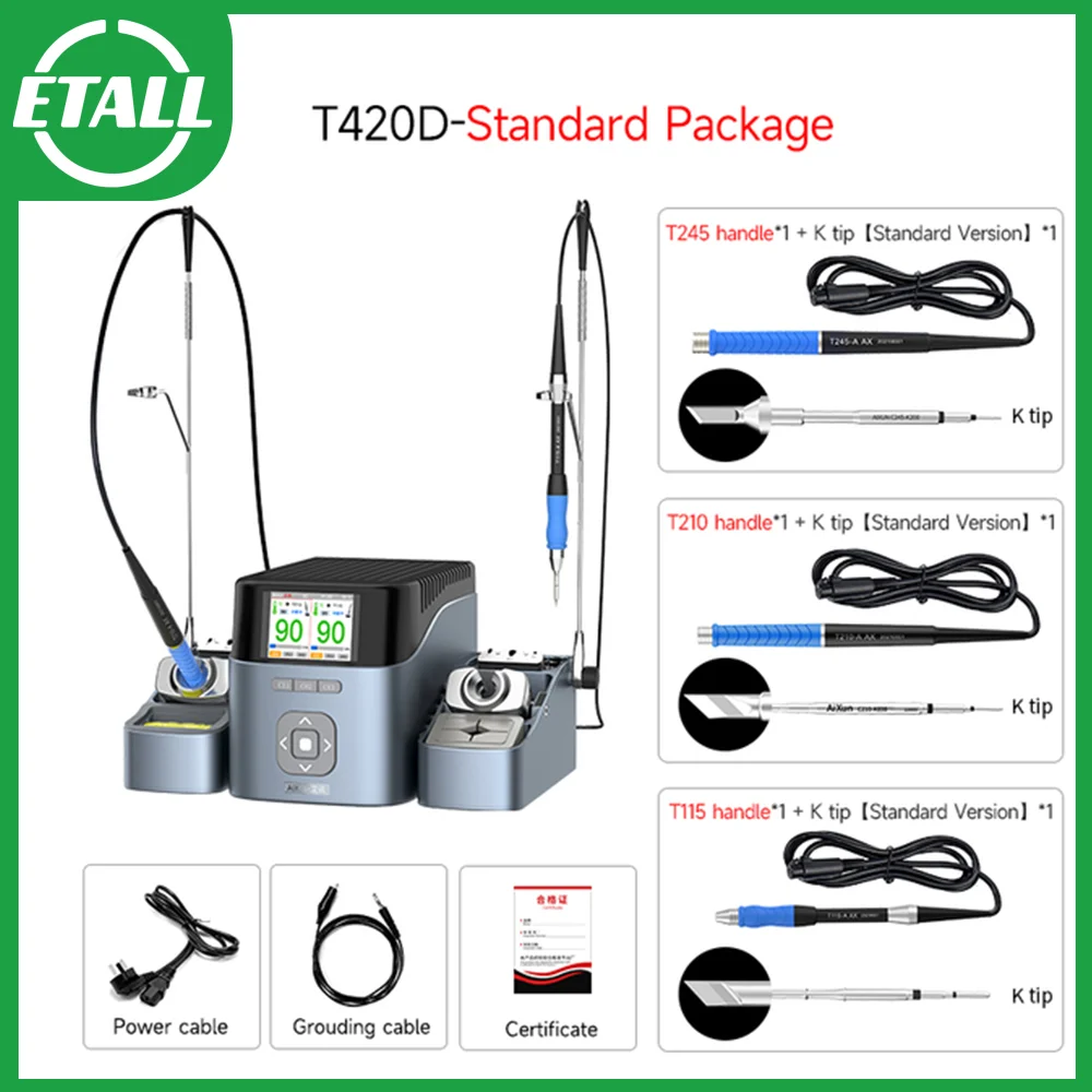 

JCID AIXUN T420D Dual-station intelligent soldering station With C245 C210 C115 Handle Welding Station For SMD Repair 110V 220V