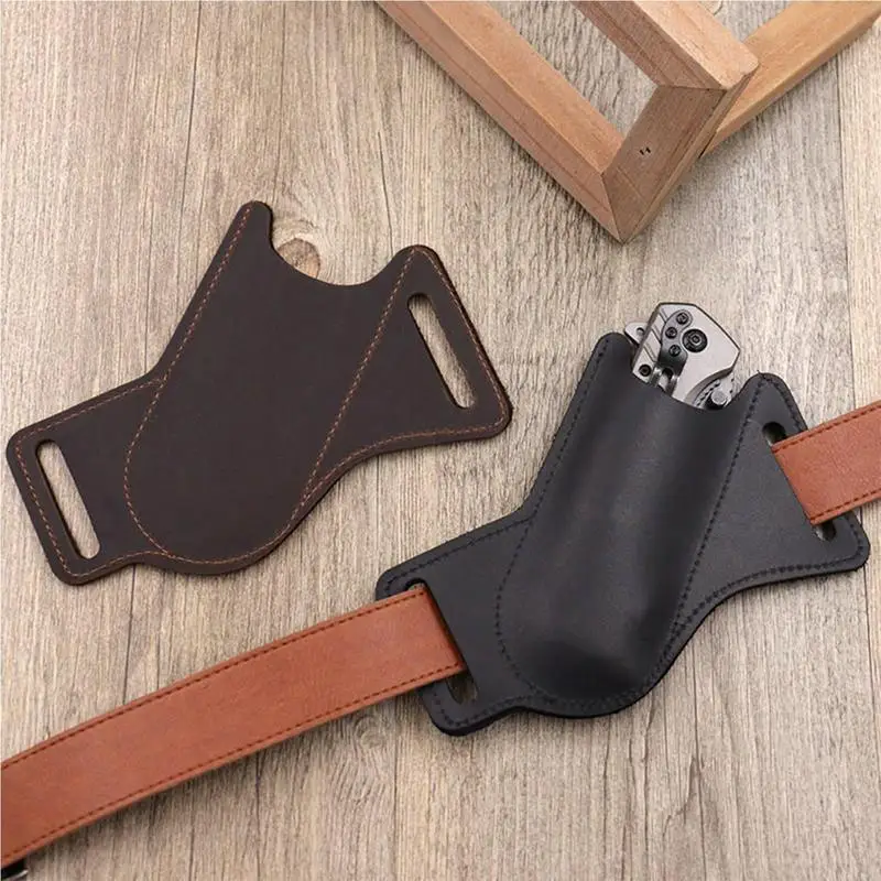 Knives Belt Holder Knives Pocket Organizer Anti-scratch Faux Top Layer Cowhide Wear-resistant 5 In Knives Holder For Small