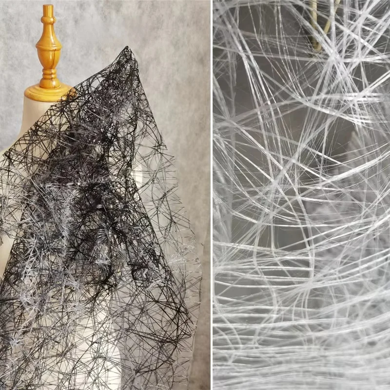 Hollowed Mesh Fabric Black White Irregular Bird's Nest Texture DIY Crafts Flower Prop Decor Creative Clothes Designer Fabric
