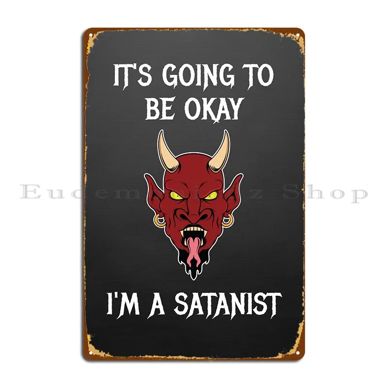 Hail Satan Devil Team Metal Sign Rusty Wall Funny Printing Mural Tin Sign Poster