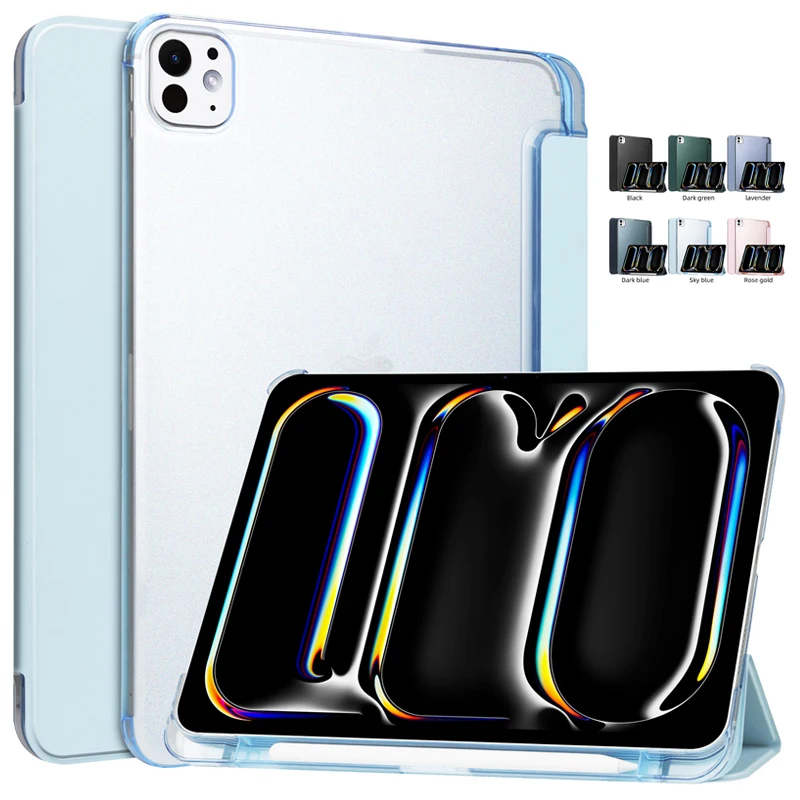 

Чехол для iPad Air 11 Air 13 дюймов, 2024 дюйма, с держателем для ручки, жесткая задняя подставка из искусственной кожи, чехол для планшета для iPad Pro 13 11 2024 M4 M2