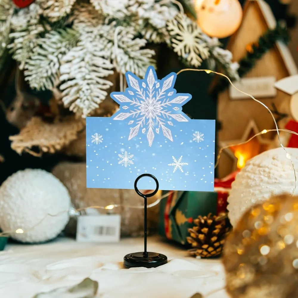 Ceiba Tree 48 шт., рождественские настольные карточки с местами, снежинки, сложенные карточки для палаток, счастливые праздники, именные карточки для сидения для обеденных столов