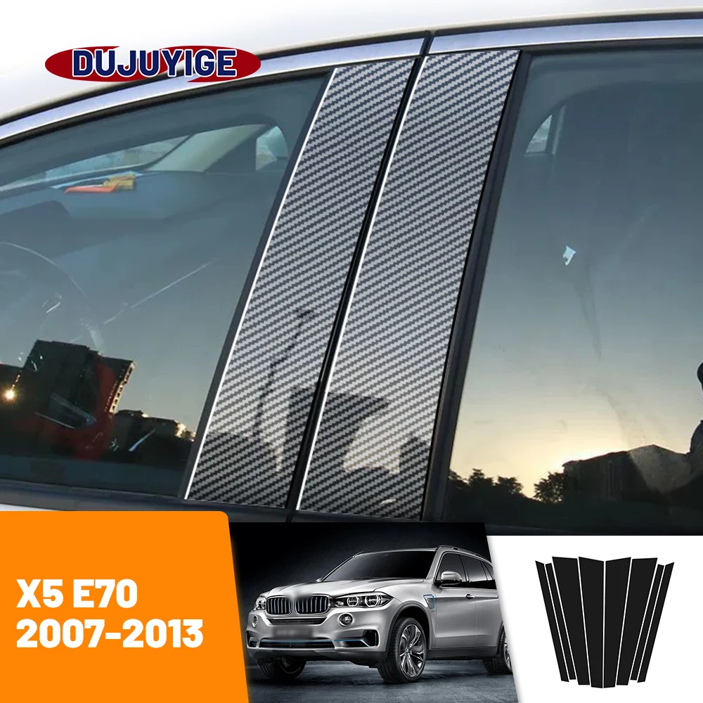 

For BMW X5 E70 2007-2013 2008 2009 2010 2011 2012 Carbon Fiber Window Door Column Deal B C Pillar Post Cover Trim Sticker