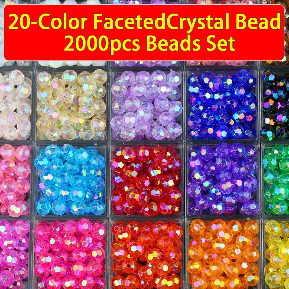 

20 Colors 6mm Mixed Color Sectional Crystal Beads Spacer Loose Beads for Jewelry Bracelets Necklace Chain Making DIY Accessories