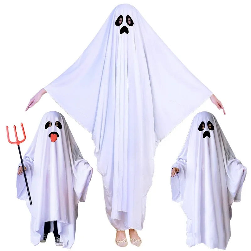 Halloween Cloak Cape Ghostes Hooded Cloak Cape Robe Ghostes Poncho Funny Cosplay Clothes Ghostes Costume Cape Adult Kids