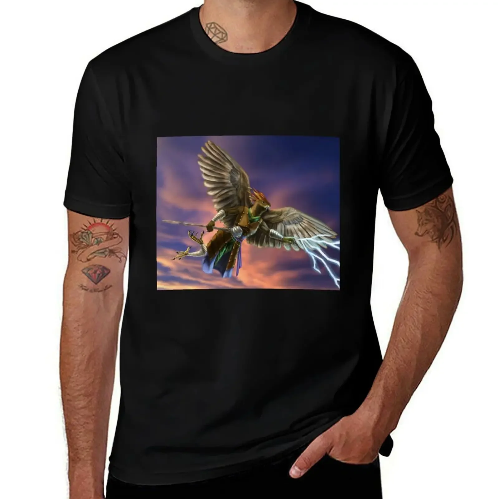 

Aarakocra Spellcaster Illustration T-Shirt customs design your own kawaii clothes for a boy graphics t shirts for men pack