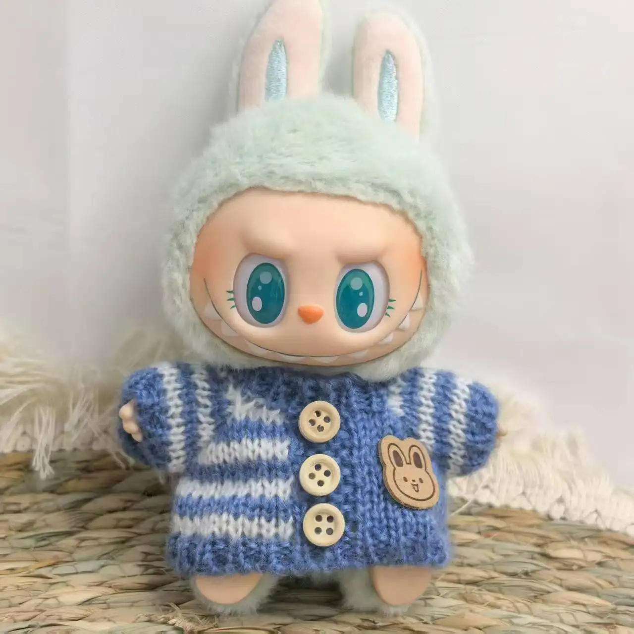 Labubu 용 인형 옷 17cm 귀여운 스웨터 가방 복장 세트 몬스터 아이돌 DIY 드레스 업 액세서리 생일 크리스마스 선물