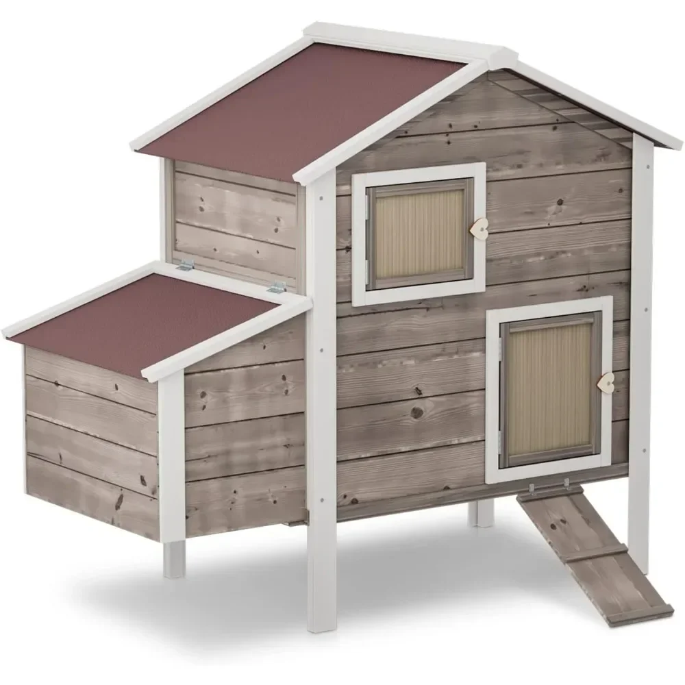 

Chicken Coop Hen House 46 x 20 x 42 in with Nesting Box for Yard, Removable Bottom Wooden Poultry Hutch Rabbit Cage