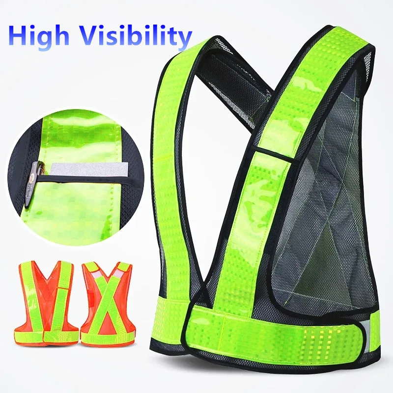 Elastic V-shaped Luminous Reflective Vest light Reflective Vest Adjustable Vest Night Running Cycling Sports Safety Vests