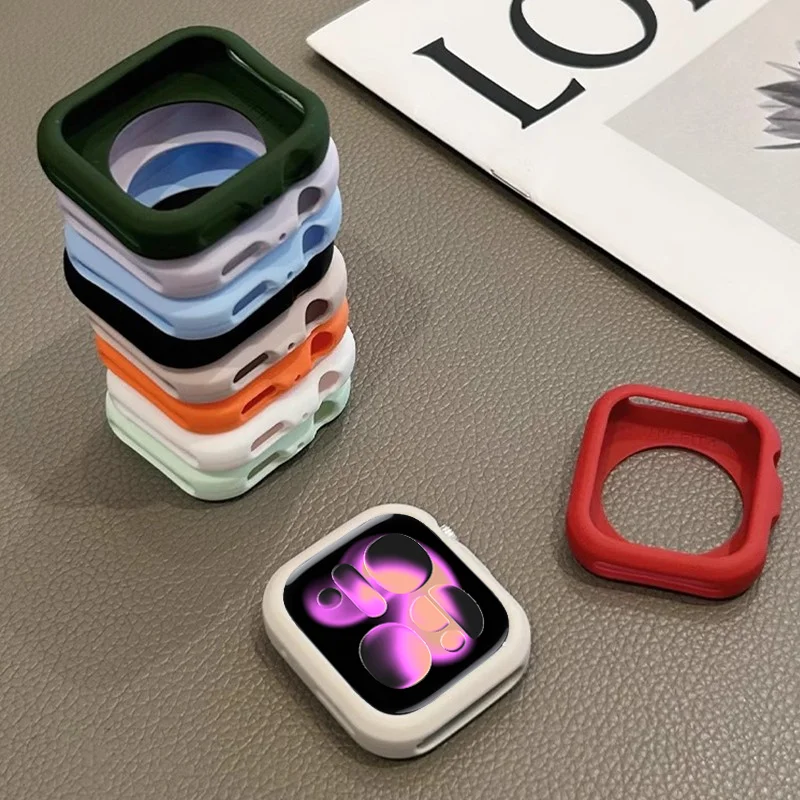 Silikonhülle für Apple Watch 11-10 46 mm 42/38/40/44/41/45 mm Zubehör Stoßstangenschutzabdeckung iWatch Serie 9 8 7 6 5 4 3 SE