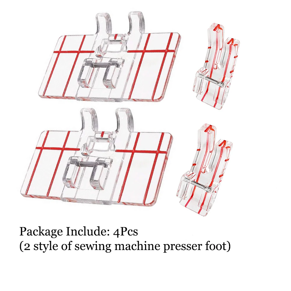 4 PCS 1/4 Inch Plastic Clear Parallel Stitch Presser Foot for Low Shank Janome Singer Juki Brother Sewing Machine Accessories ﻿