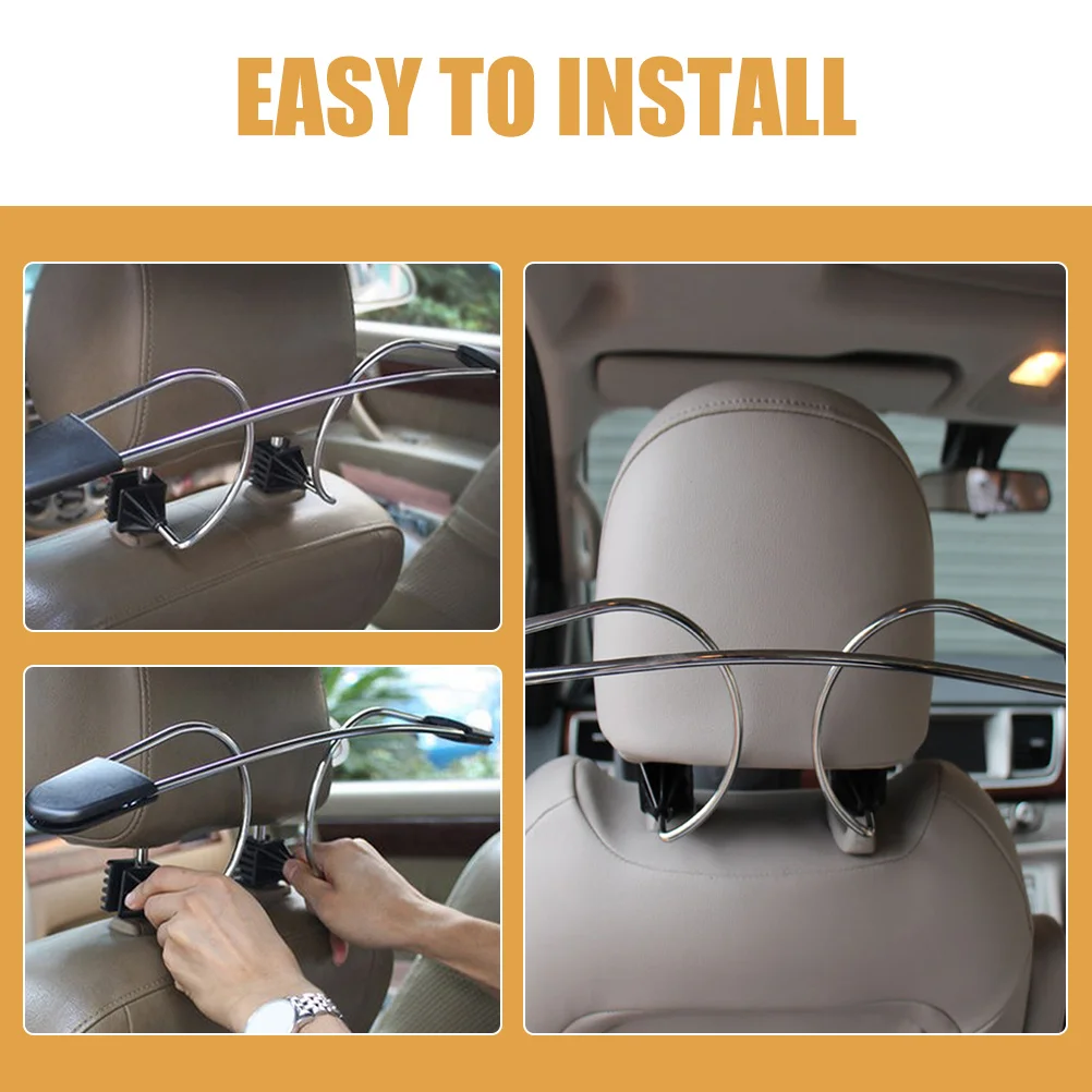 

Car Seat Coat Rack Sturdy Vehicle Headrest Clothes Hanger Wide Shoulder Design Backseat Suits Shirts Organizer Safe Scratch-Free