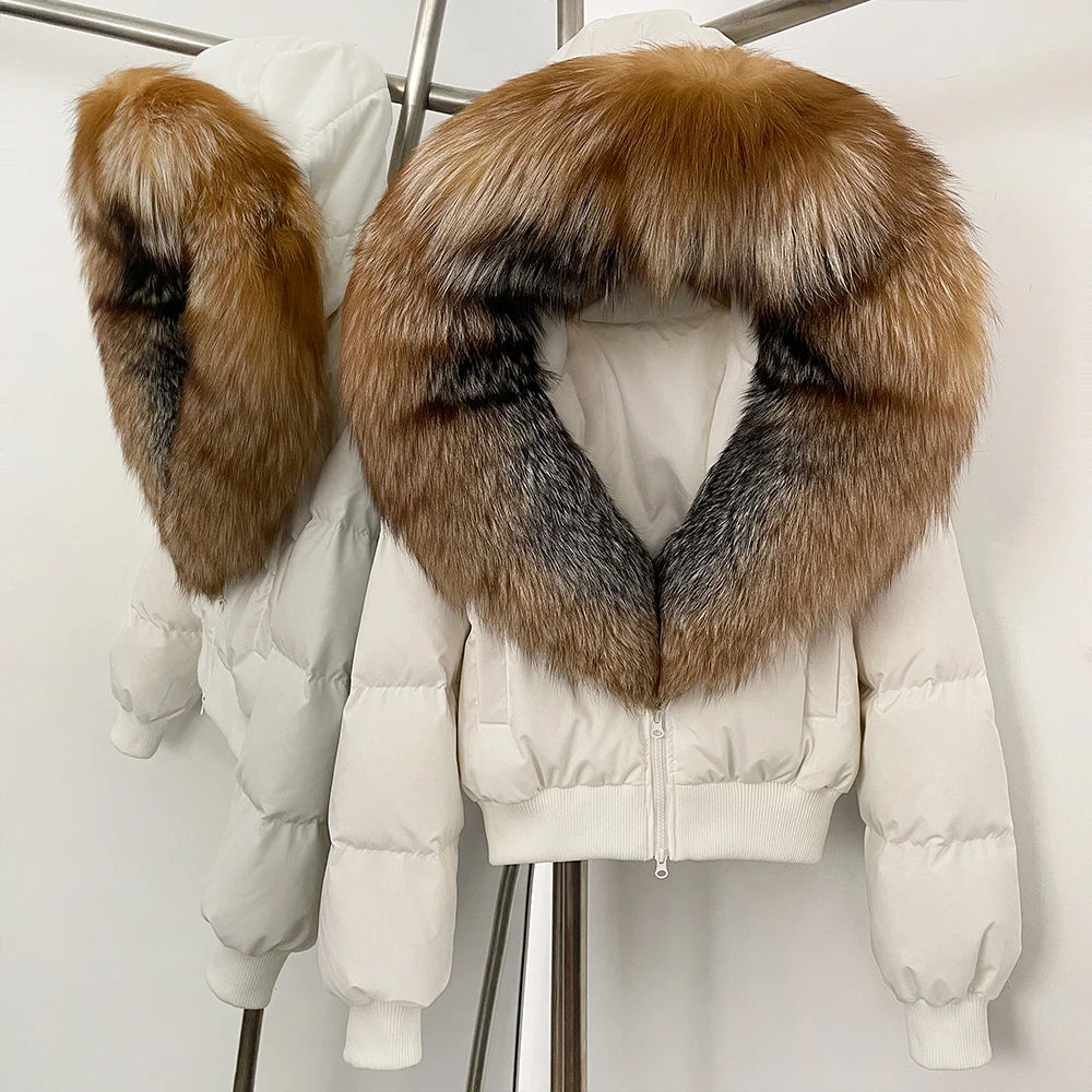 OFTBUY سترة الفراء الحقيقي المرأة معطف الشتاء مع غطاء محرك السيارة الملابس النسائية الاتجاه 2025 سترة الفراء الطبيعي المرأة ديمي الموسم سترة