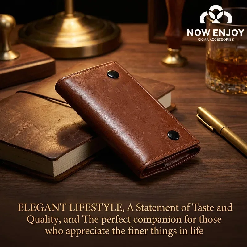 NOW ENJOY 2026 NOW PU Leather Tobacco Pouch Case Bag Smoking Paper Holder Case Wallet Bag Portable Tobacco Storage Bag NE16-30