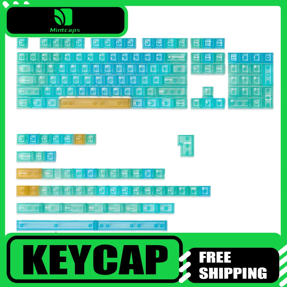 

Mintcaps Keycap High-end 156Keys Blue Gradient Transparent Cherry Height Keycaps Accessories For Mechanical Keyboard Pc Gift