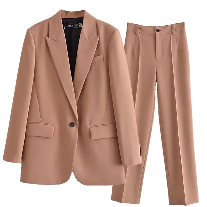 Aonibieer donna 2 pezzi Set completo Blazer pantaloni elegante moda Chic Lady Urban outfit bottone singolo giacca primaverile pantalone nuovo