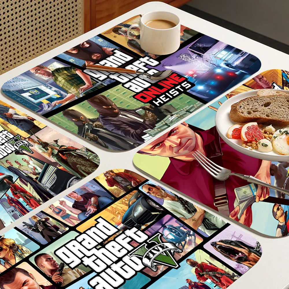 

Grand Theft Auto GTA Game Non-slip Fast Water Absorption Anti-scalding Imitation Tile Printing Coffee Machine Draining Pad
