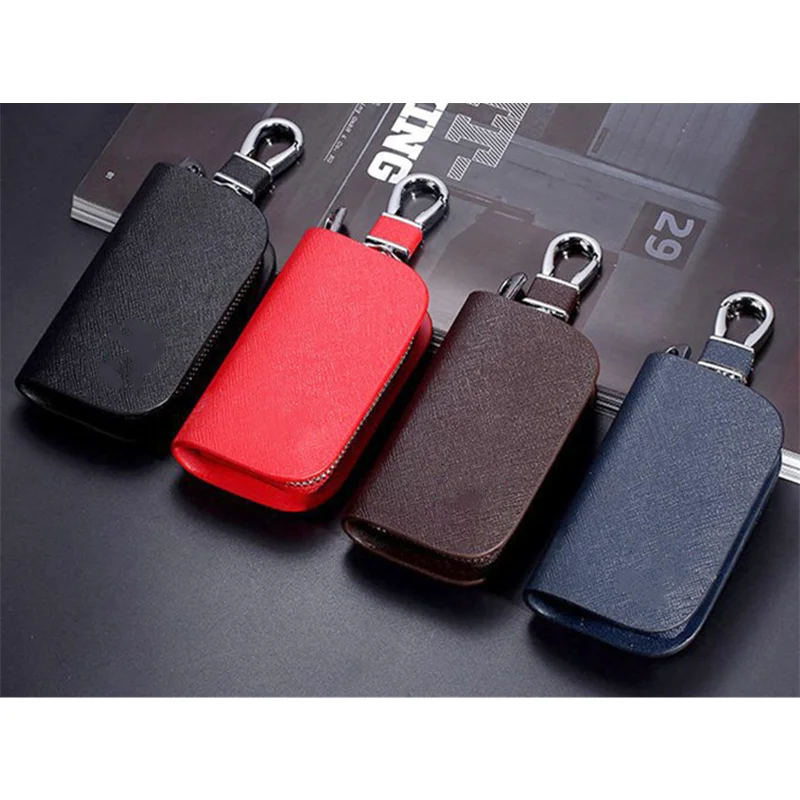 Cross Grain Genuine Leather Uniwersalny portfel na klucze samochodowe Brelok do kluczy Nadaje się do wszystkich rodzajów kluczy samochodowych Akcesoria samochodowe — zdjęcie 4