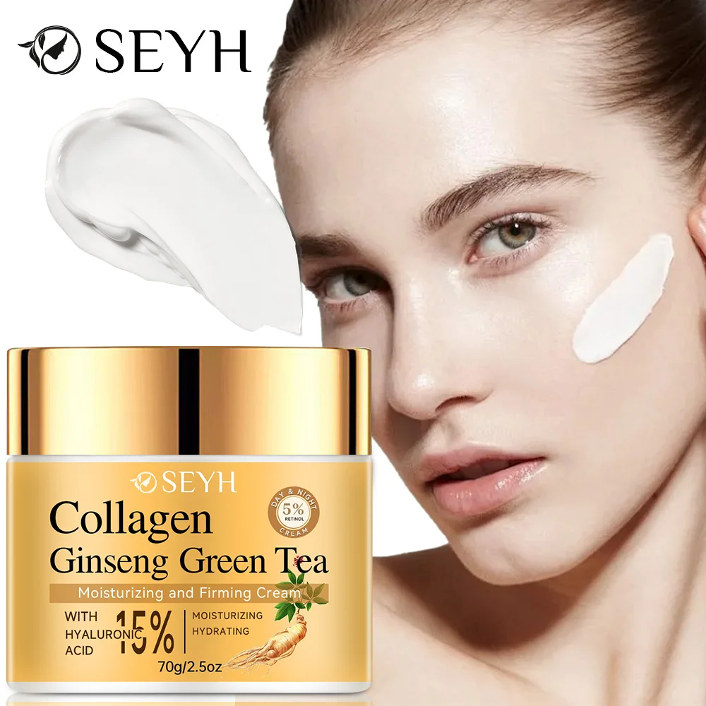 40g/70g Ginseng Green Tea Collagen Face Cream - Hydrating Moisturizer Tightens Skin Sensitivity Friendly Alcohol-Free Lightweigh