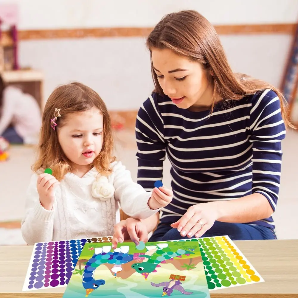 Paper Children Dot Colorful Book Reusable Puzzle Art Stickers Collection Book Educational Art Learning DIY Color Dot Toy