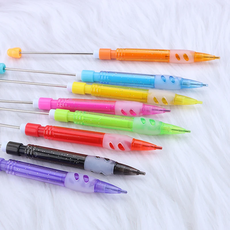 New 1Pcs Writing Beaded Pencil DIY Beadable Pencils Bead Pencils For Students Non Sharpening Pencil 0.5 Automatic Writing Pencil