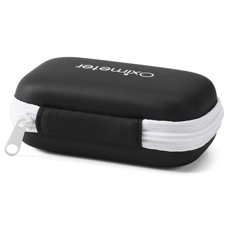 Hard EVA Portable SpO2 Finger Pulse Oximeter Pouch Bag Carrying Case Earphones Data Cable Zipper Storage Bag for Travel 1pc