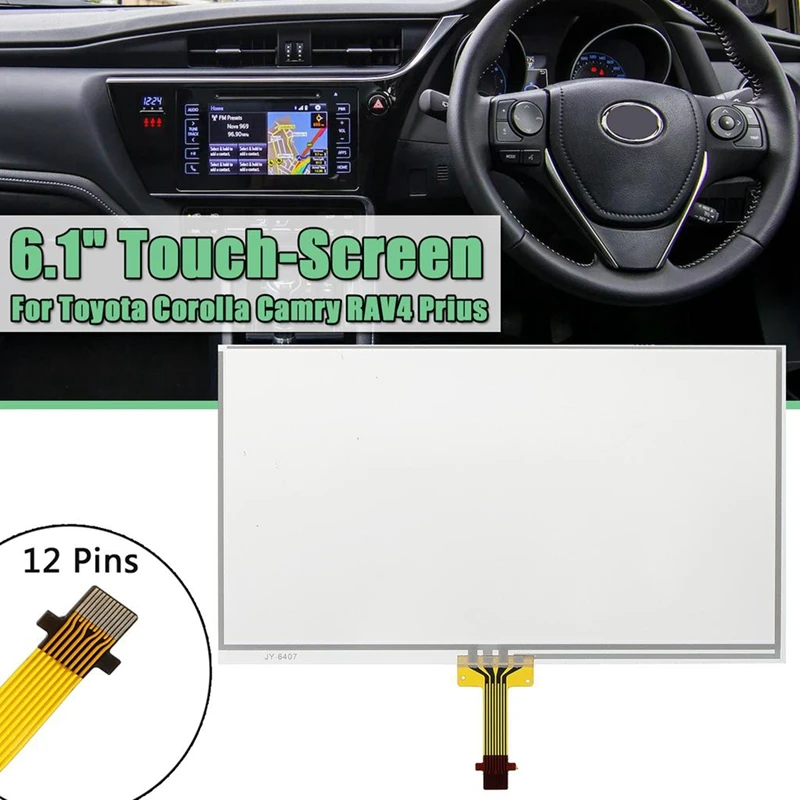 12Pin Touch Screen Glass Digitizer 6.1In for 2014-2016 Toyota Corolla RAV4 Prius C Camry DVD Audio Navigation LCD Screen