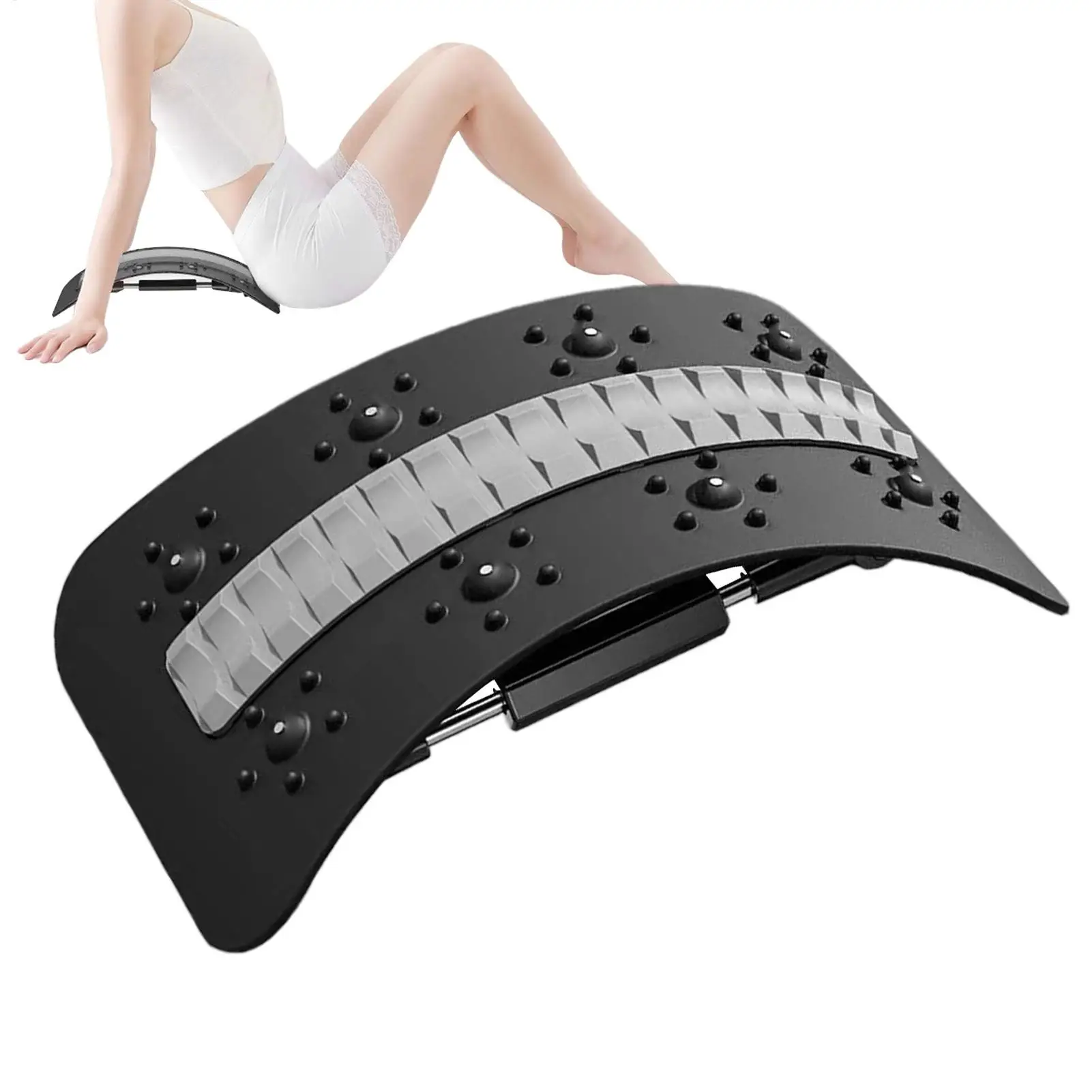 Back Cracker Waist Support Relieving Board Adjustable Lumbar Stretcher for Workout Sleeping Pilates Yoga Studio Car Home Travel