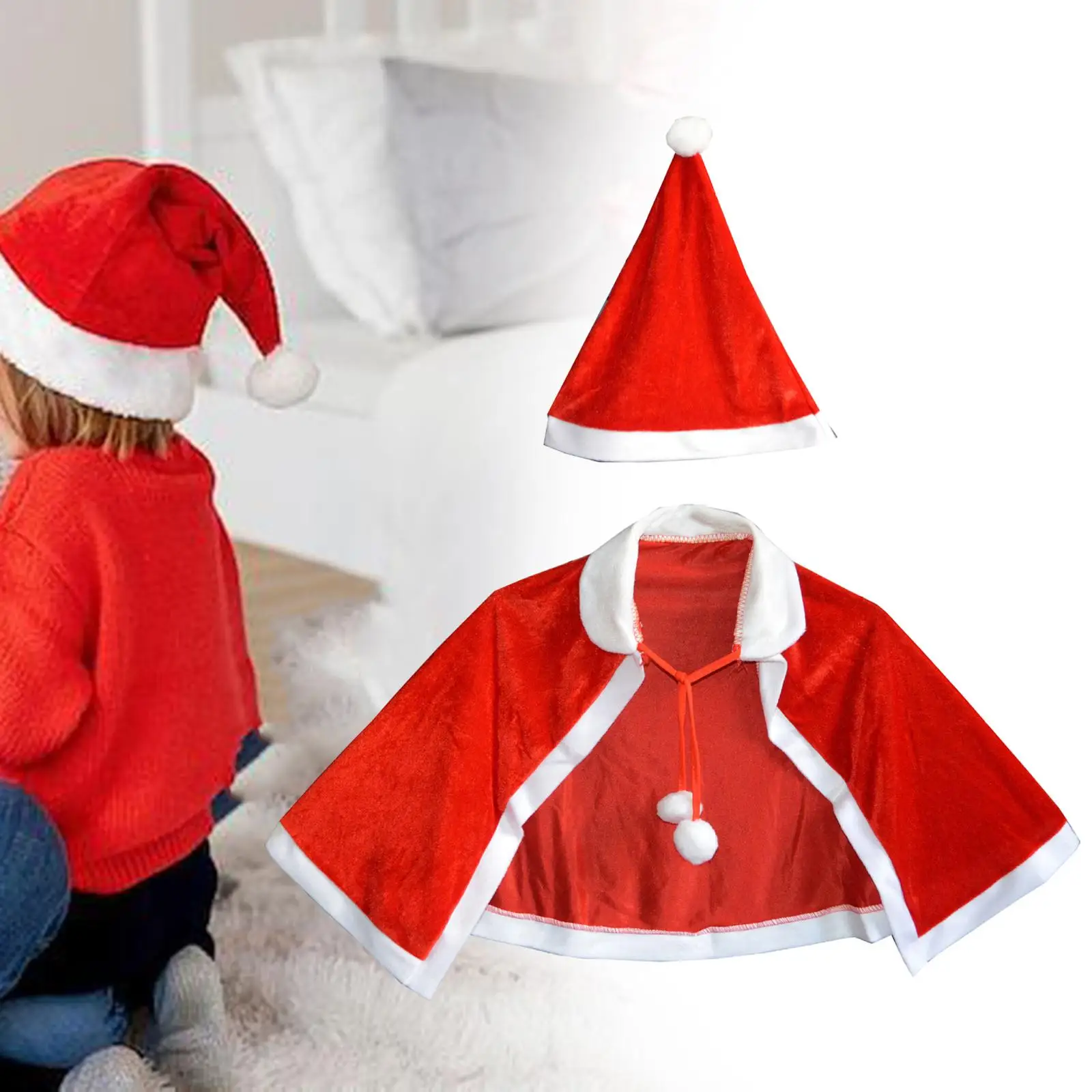 Christmas Cloak Cape Santa Claus Cape Robe Fancy Dress Christmas Costume Cloak for Party Festival Halloween Stage Performance