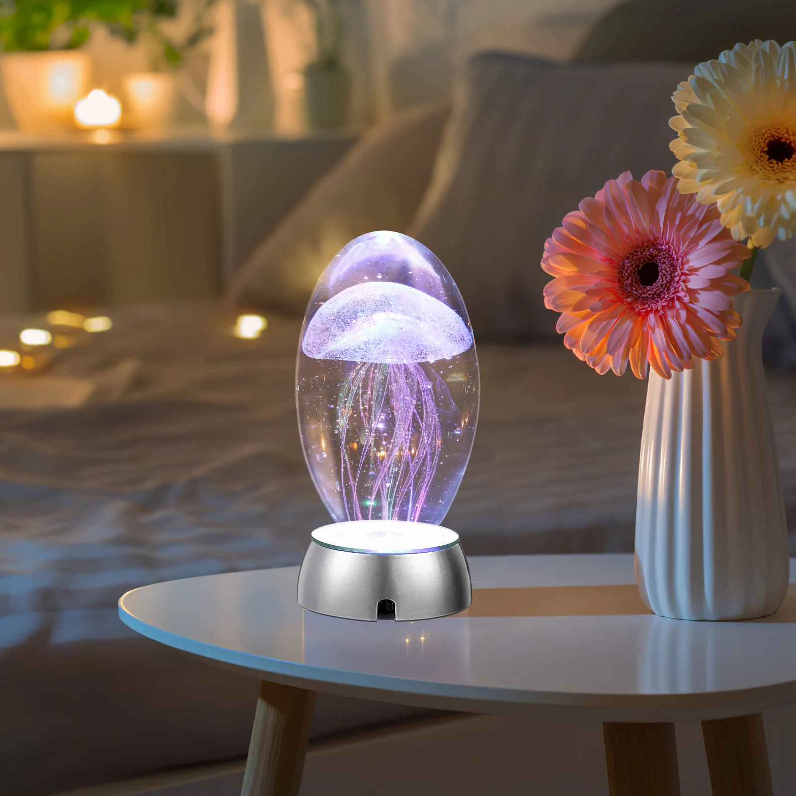 

4Pcs Colorful LED Light Bases Display Stands for Crystal Glass Art Jewelry Lamp Show Holders Store Home LED Light Base