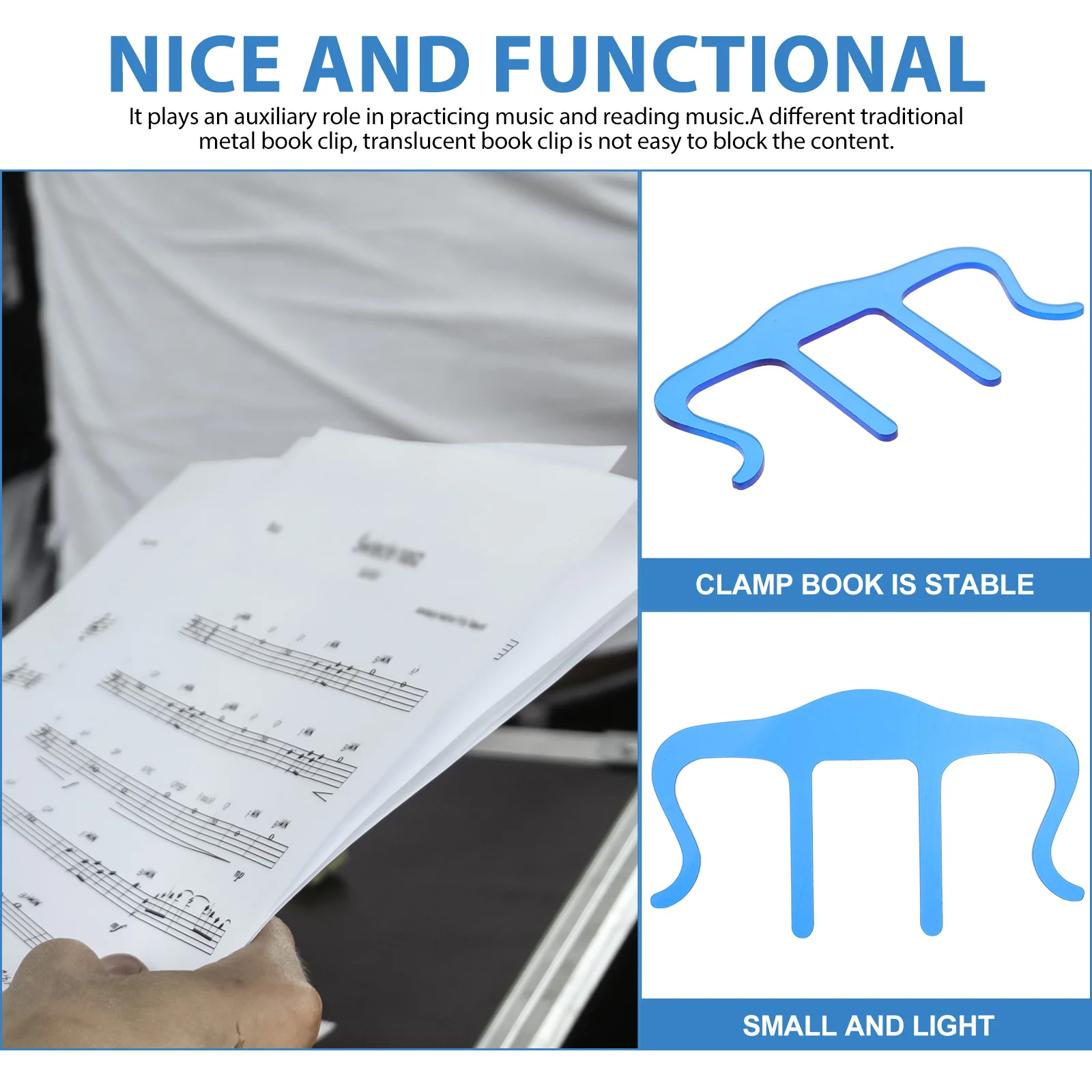

Musical Score Holder Note Page Clamp Simple Book Clip Piano Tabletop Paper Clips Acrylic Fancy Strong