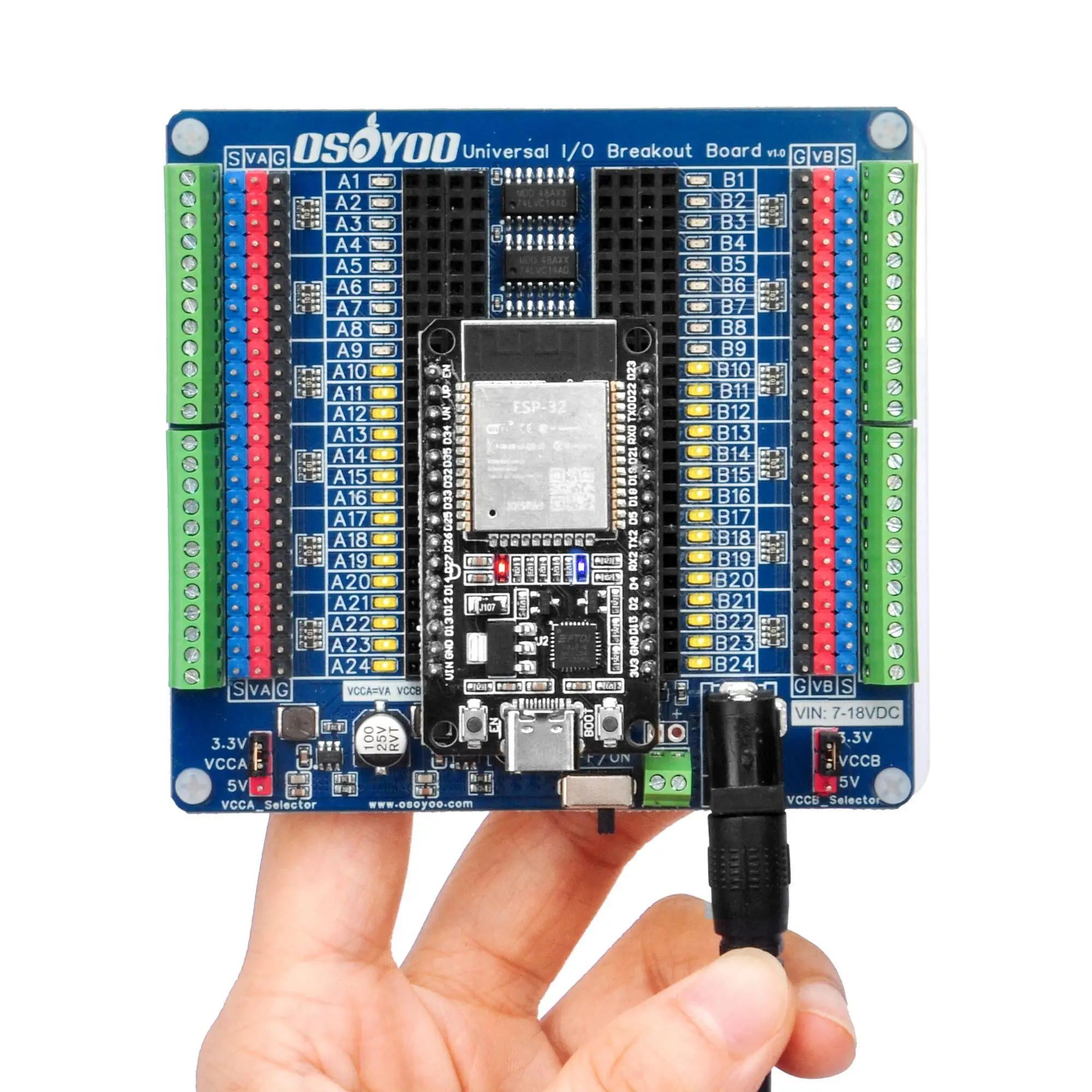 OSOYOO Uniwersalna płytka rozszerzeń IO – Platforma rozszerzeń GPIO i debugowania dla Arduino Nano, ESP32, ESP8266 NodeMCU, Raspberry Pi — zdjęcie produktu 6