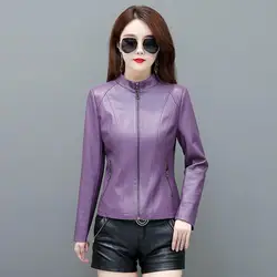 Slim Tops Spring Leather Jacket 2023 New Women M-4XL Zipper Clothing Autumn Slim Fashion Leather Coat Street Wear Casual Suede