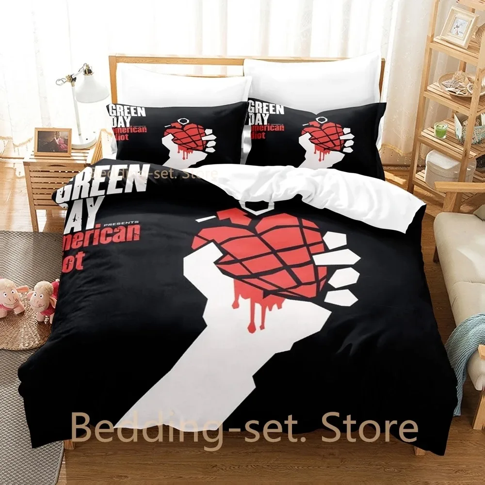 

2024 Hip Hop Green Day AMERICAN IDIOT Bedding Set Single Twin Full Queen King Size Bed Set Adult Kid Bedroom Duvetcover Sets