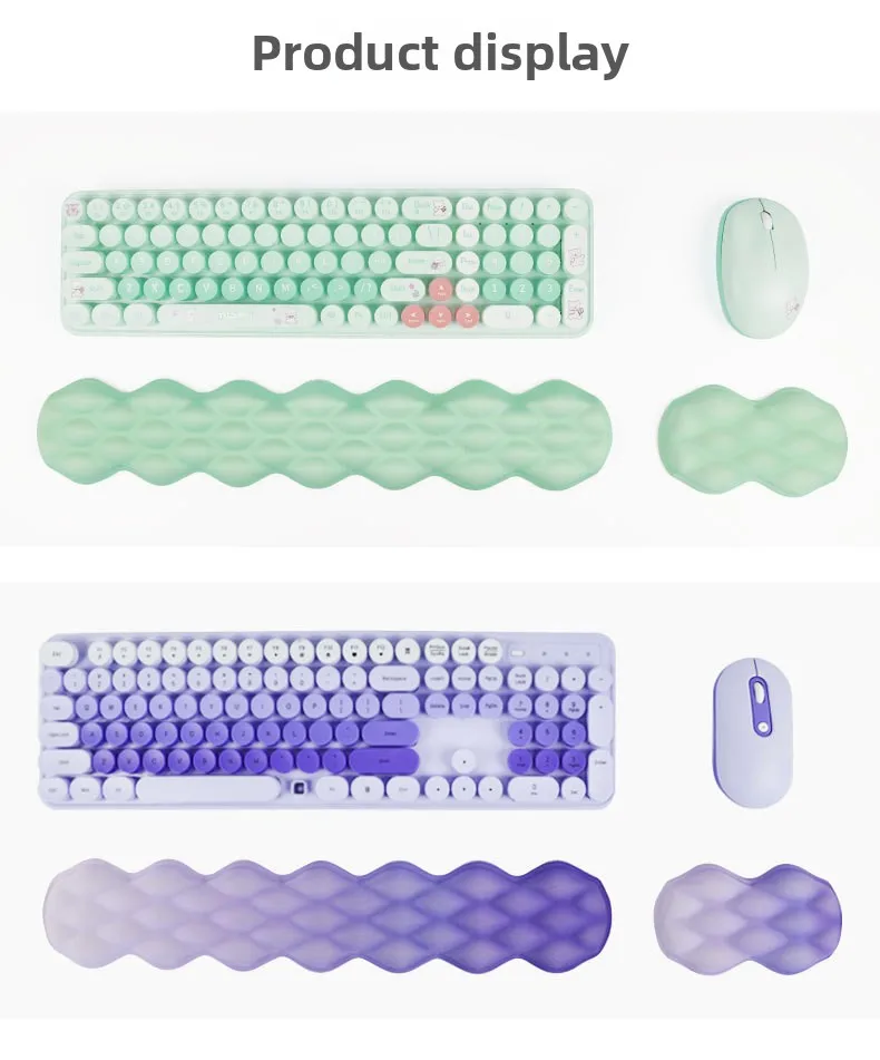 Memory-Schaum-Handgelenkauflage, Mauspad, Tastaturunterstützung, ergonomische Schreibtischunterlage für Büro und Gaming, in den Farben Grün und Lila. – Detail 7