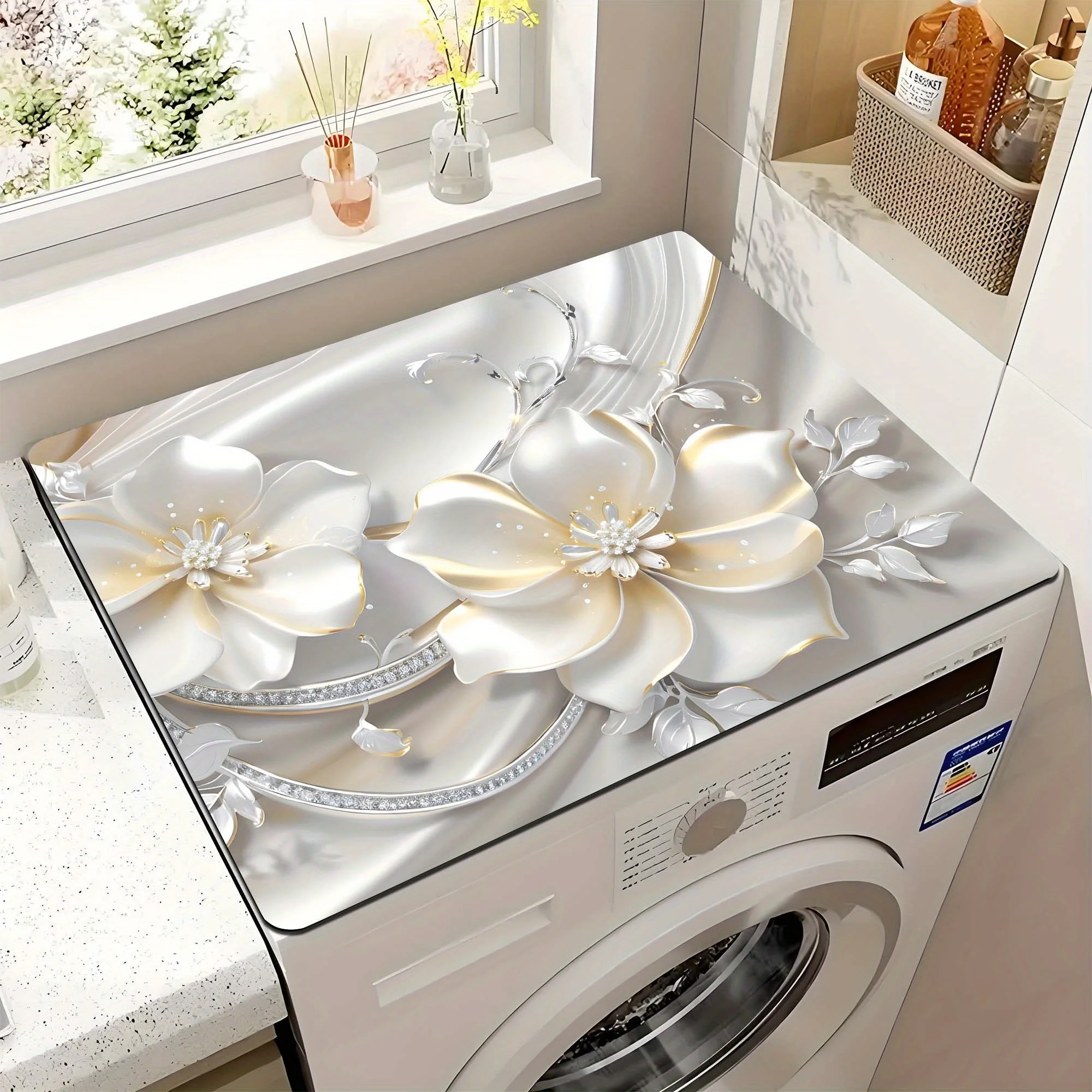 

Белый коврик для сушки посуды с имитацией 3D-печати, защитный коврик для столешницы стиральной машины