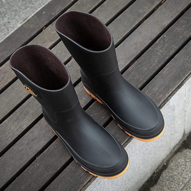 Men's Medium Tube Non-slip and Wear-resistant Rubber Shoes Fashion Versatile Rain Boots Adult Casual Fishing Shoes Work Shoes image 6