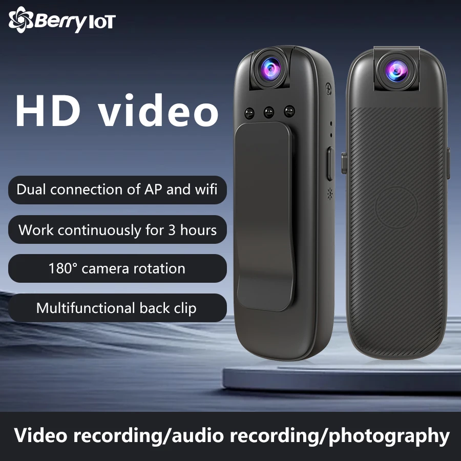 كاميرا صغيرة 1080P مع رؤية ليلية بالأشعة تحت الحمراء كاميرا مراقبة للمنزل محمولة كشف الحركة اتصال داخلي صوتي ثنائي الاتجاه