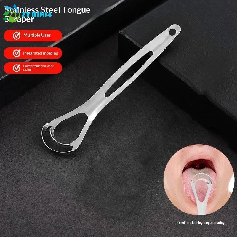 ●1Pc Stainless Steel Tongue Scraper Cleaner Scrapers Brush Tool Mouth Scraping Cleaning Breath Tounge Oral Hygiene Care Tools
