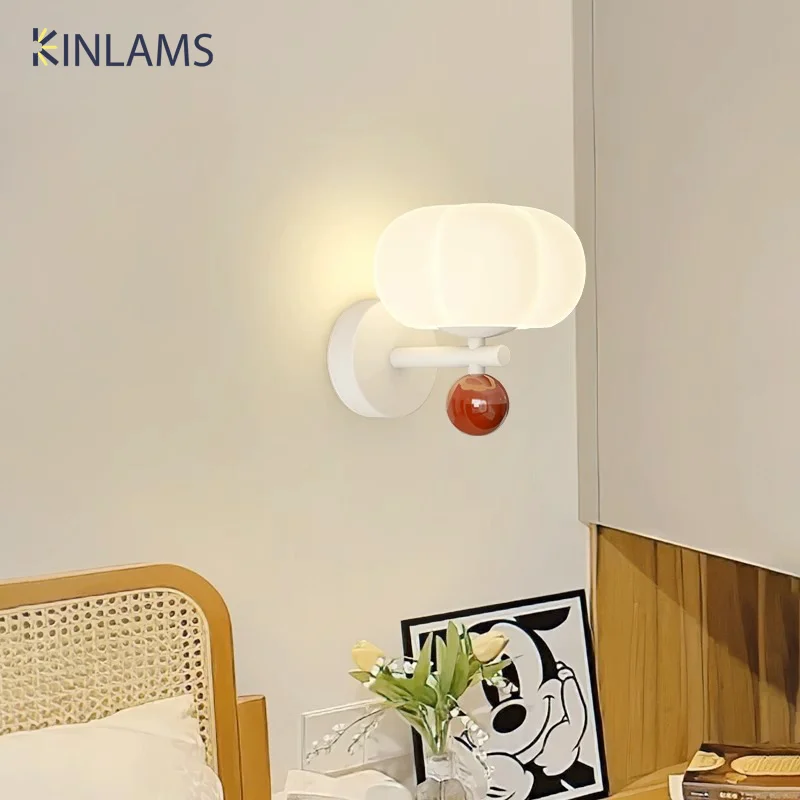 

Cream Style Bedroom Bedside Wall Lamp Nordic Children's Room Living Room Home Decoration Wall Light Corridor Staircase LED Light