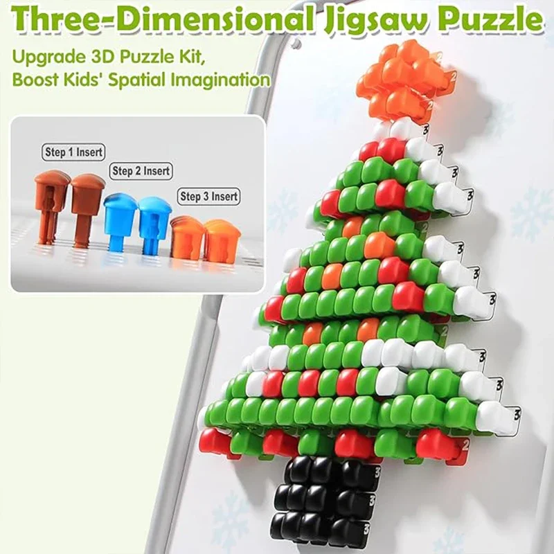 3D Mushroom Nail Peg Puzzle Children's Diy Construction Large Bean Assembly with Storage Box Insertion Fun Puzzle Toys Kid Gifts