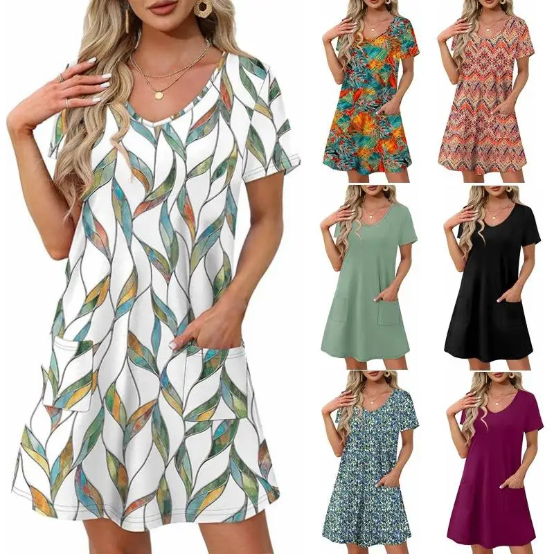 

Женская повседневная юбка трапециевидной формы из полиэстера со свободной талией и принтом ort Sve Dr, базовая повседневная юбка Sle Busin