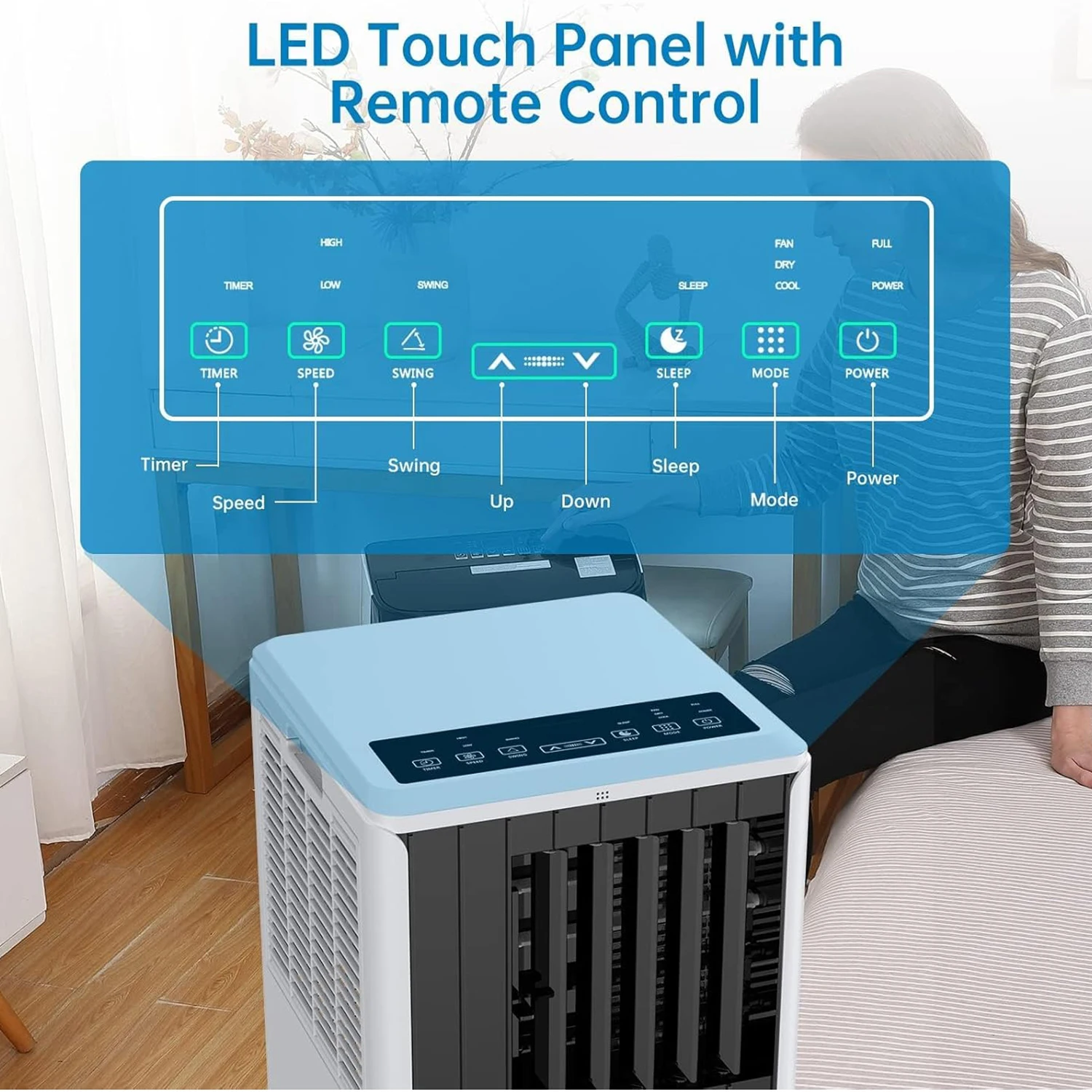 مكيف هواء محمول 8000 وحدة حرارية بريطانية، وحدة تيار متردد تبريد تصل إلى 350 قدم مربع، تبريد 3 في 1، مزيل رطوبة، مروحة، لغرفة نوم المكتب المنزلي