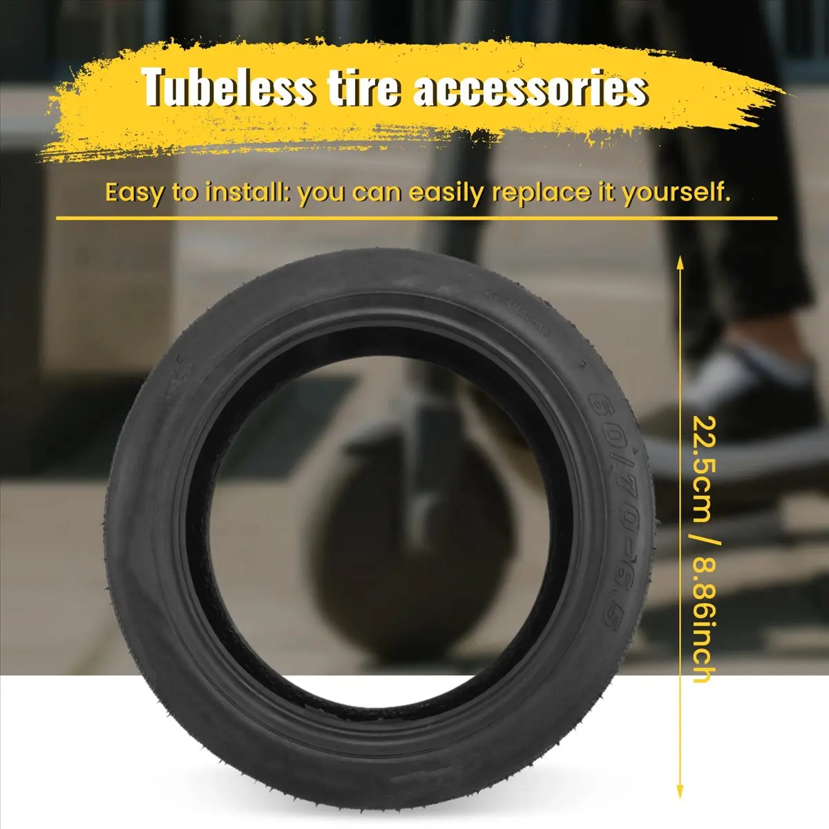 

Бескамерная шина AA90 60/70-6.5 с воздушным клапаном, 10 дюймов, подходит для Segway G30 Max, расширенная и утолщенная бескамерная шина