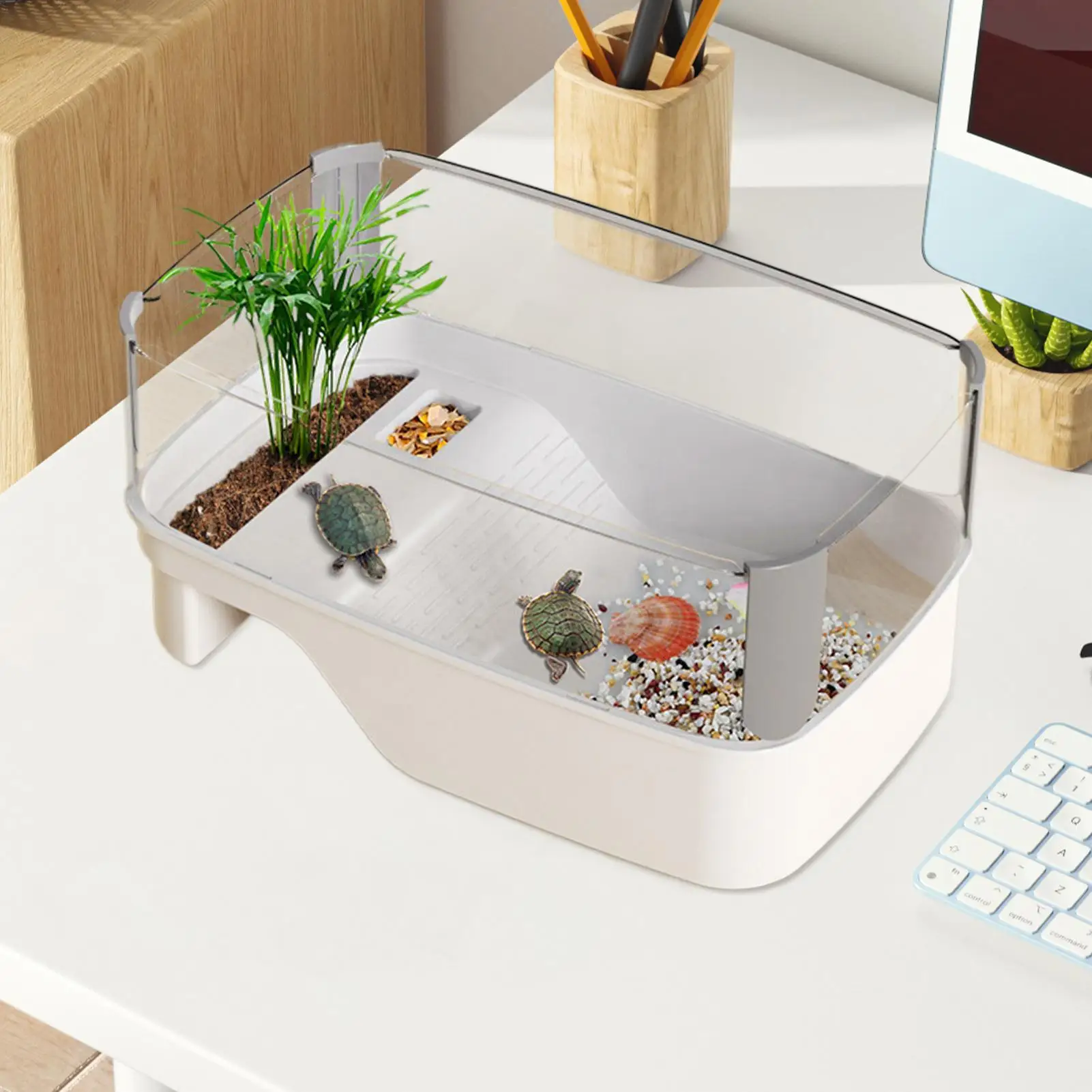 Turtle Aquarium Easy To Clean Quick Water Change Red Eared Slider Turtle Tank For Living Room Yard Home Apartment Balcony Pet