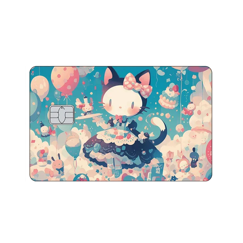Sanrios New Cartoon Cute Credit Debit Card Stickers Hello Kitty Hd Pvc Waterproof Sticker Decor Kuromi My Melody Bank Card Decal