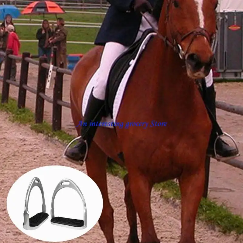 652D 1 Pair Horse Stirrups Nonslip Rubber Pad Lightweight Wide Track Horse Riding Stirrups Horse Riding Safety Accessories
