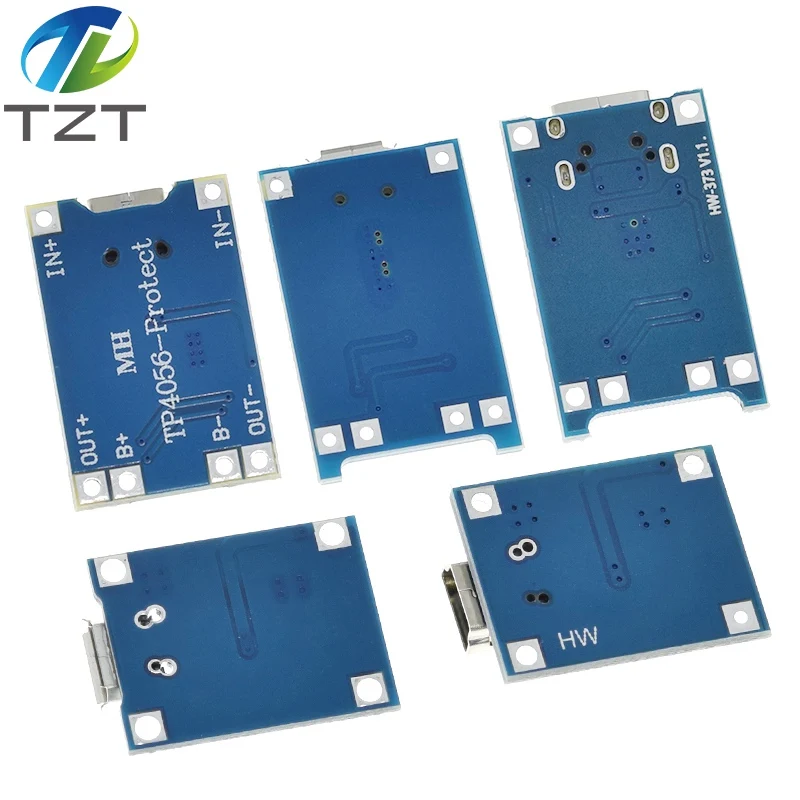 TZT Type-c/Micro USB 5V 1A 18650 TP4056 Modul Charger Baterai Lithium Papan Pengisi Daya dengan Perlindungan Fungsi Ganda 1A Li-ion