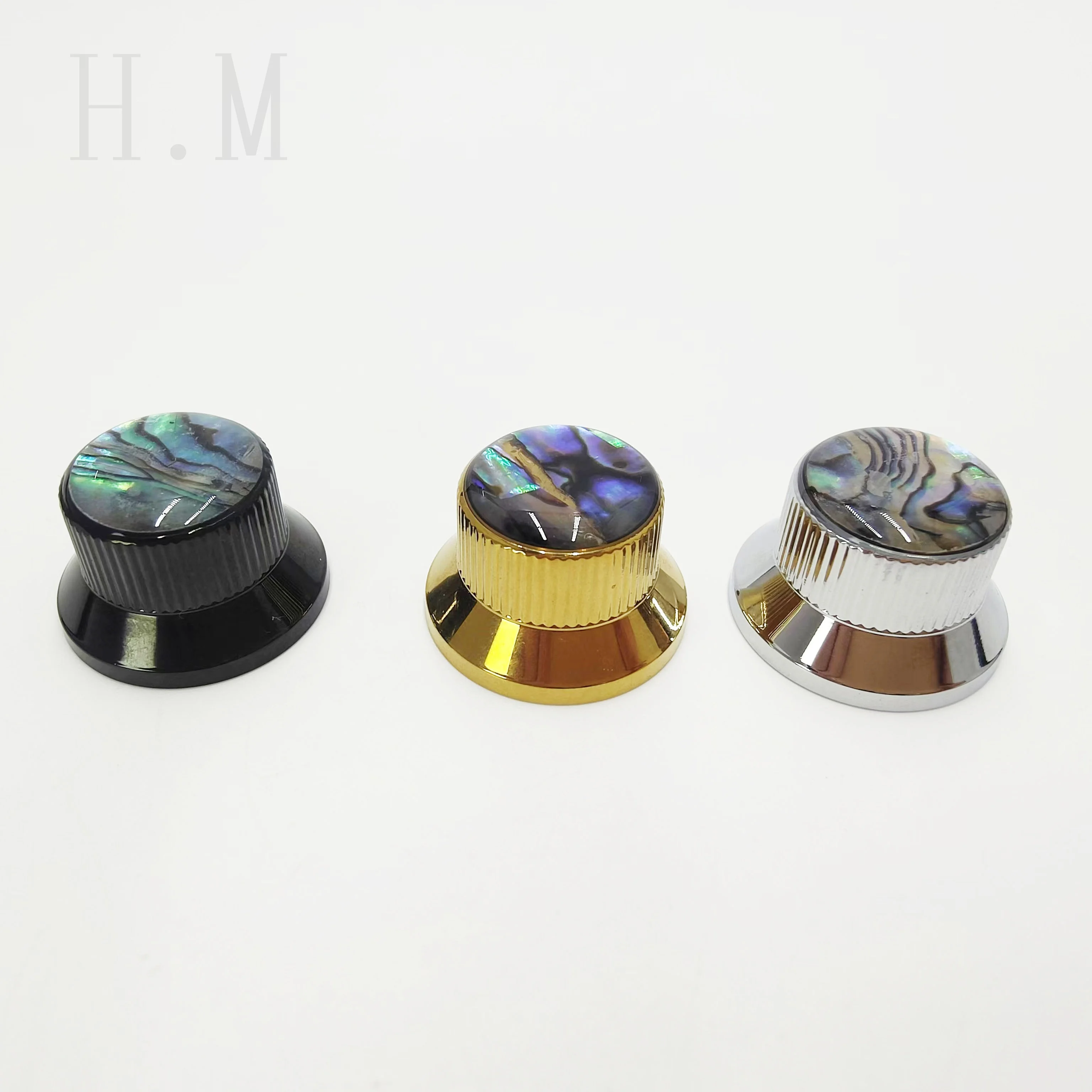 High-grade inlaid abalone shell flying saucer shape volume tone knob Metal potentiometer knob cap electric guitar knob